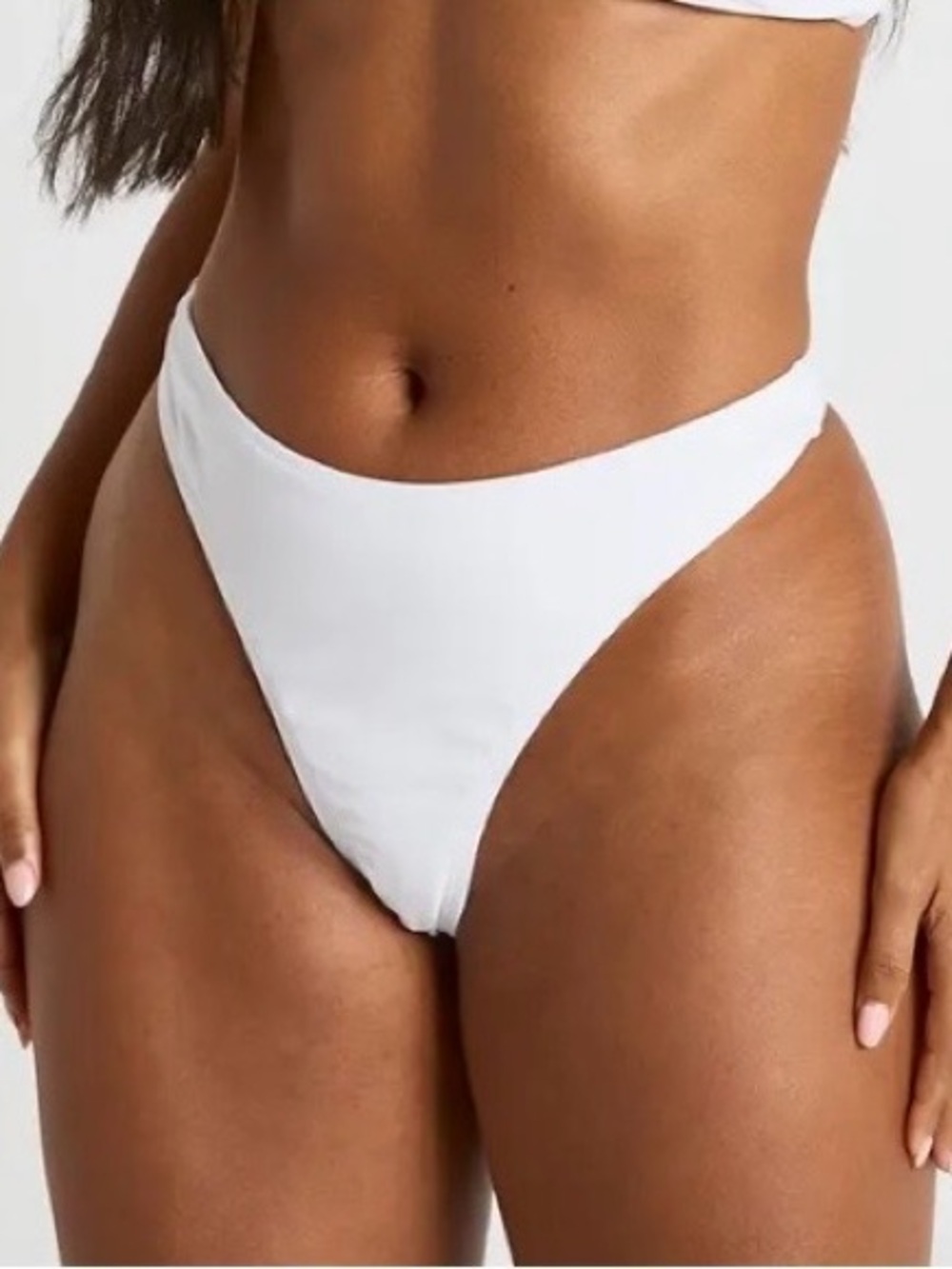Boohoo White Cheeky Bum High Waist French Cut Bikini Bottom Size 12 NEW With Tag
